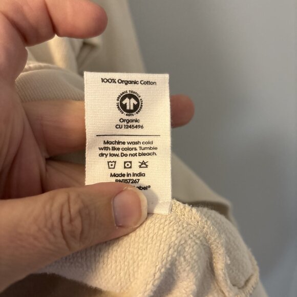 MATE the Label Organic Fleece Shrunken Crew Neck Sweatshirt Bone Large Lounge - Picture 9 of 10